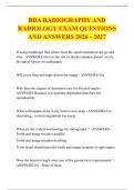 BDA RADIOGRAPHY AND &NewLine;RADIOLOGY EXAM QUESTIONS &NewLine;AND ANSWERS 2026 - 2027 