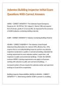 Asbestos Building Inspector Initial Exam Questions With Correct Answers