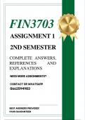 FIN3703 ASSIGNMENT 1 SEMESTER 2026 - COMPLETE ANSWERS