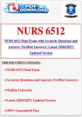 NURS 6512 Final Exam with Accurate Questions and Answers &lpar;Verified Answers&rpar; &vert; Latest &lpar;2026&sol;2027&rpar; Updated Version - Walden University