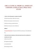 AMCA CLINICAL MEDICAL ASSISTANT&NewLine;CERTIFICATION &lpar;CMAC&rpar; PRACTICE&NewLine;EXAM