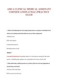 AMCA CLINICAL MEDICAL ASSISTANT&NewLine;CERTIFICATION &lpar;CMAC&rpar; PRACTICE&NewLine;EXAM