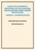 ILLINOIS STATE GOVERNMENT & CONSTITUTION&colon; EXAM PREP &vert; PRACTICE QUESTIONS&comma; CORRECT ANSWERS AND STUDY GUIDE