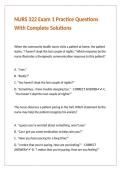 NURS 322 Exam 1 Practice Questions With Complete Solutions
