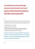 Taco Bell Restaurant General Manager &NewLine;Assessment Exam Questions and Correct &NewLine;Answers &lpar;Verified Answers&rpar; Plus Rationale &NewLine;2027 Q&A&vert; Instant Download Pdf