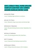 CIVIC LITERACY FINAL PAPER UPDATED&NewLine;COMPLETE QUESTIONS AND CORRECT&NewLine;ANSWERS BUNDLED REVIEW GUIDE
