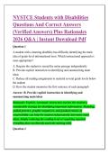 NYSTCE Students with Disabilities &NewLine;Questions And Correct Answers &NewLine;&lpar;Verified Answers&rpar; Plus Rationales &NewLine;2026 Q&A &vert; Instant Download Pdf 