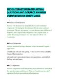 CIVIC LITERACY UPDATED ACTUAL&NewLine;QUESTIONS AND CORRECT ANSWERS&NewLine;COMPREHENSIVE STUDY GUIDE