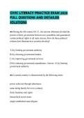 CIVIC LITERACY PRACTICE EXAM 2026&NewLine;FULL QUESTIONS AND DETAILED&NewLine;SOLUTIONS