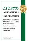 LPL4805 ASSIGNMENT 1 SEMESTER 2 2026 - COMPLETE ANSWERS