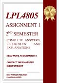 LPL4805 ASSIGNMENT 1 SEMESTER 2 2026 - COMPLETE ANSWERS
