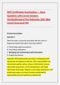 RHIT Certification Examination &mdash; Exam &NewLine;Questions with Correct Answers &NewLine;&lpar;VerifiedAnswers&rpar; Plus Rationales 2026 Q&A &NewLine;Instant Download PDF