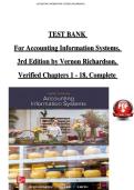 TEST BANK &NewLine;For Accounting Information Systems&comma; &NewLine;3rd Edition by Vernon Richardson&comma; &NewLine;Verified Chapters 1 - 18&comma; Complete