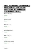 CIVIL AIR PATROL TOP PRACTICE&NewLine;SOLUTION SET 2026 TESTED&NewLine;QUESTIONS WITH VERIFIED&NewLine;ANSWERS GRADED A&plus;&NewLine;