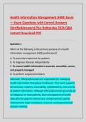 Health Information Management &lpar;HIM&rpar; Exam &NewLine;&mdash; Exam Questions with Correct Answers &NewLine;&lpar;VerifiedAnswers&rpar; Plus Rationales 2026 Q&A &NewLine;Instant Download PDF