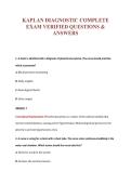 KAPLAN DIAGNOSTIC COMPLETE&NewLine;EXAM VERIFIED QUESTIONS &&NewLine;ANSWERS