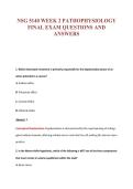 NSG 5140 WEEK 2 PATHOPHYSIOLOGY&NewLine;FINAL EXAM QUESTIONS AND&NewLine;ANSWERS