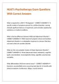 NU671-Psychotherapy Exam Questions With Correct Answers 