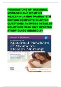 FOUNDATIONS OF MATERNAL NEWBORN AND WOMEN&rsquo;S HEALTH NURSING MURRAY 8TH EDITION COMPLETE CHAPTER QUESTIONS ANSWERS DETAILED SOLUTIONS 2026 2027 UPDATED STUDY GUIDE GRADED A&plus;
