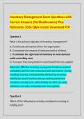 Inventory Management Exam Questions with &NewLine;Correct Answers &lpar;VerifiedAnswers&rpar; Plus &NewLine;Rationales 2026 Q&A Instant Download PDF
