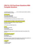 CSU Fin 310 Final Exam Questions With Complete Solutions&NewLine;