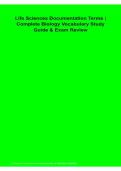 Life Sciences Documentation Terms Complete Biology Vocabulary Study Guide & Exam Review 2026&sol;2027