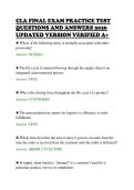 CLA FINAL EXAM PRACTICE TEST&NewLine;QUESTIONS AND ANSWERS 2026&NewLine;UPDATED VERSION VERIFIED A&plus;&NewLine;