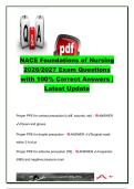NACE Foundations of Nursing 2026&sol;2027 &vert; 61 Exam Questions & Answers &vert; PPE&comma; Pharmacology&comma; Wound Care&comma; Patient Safety