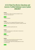 ACLS Final Test Review Questions and Answers Verified Solutions Latest Update 2026 2027