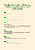 ACLS Final Test Real Exam 100 Questions&NewLine;and Answers Verified Solutions Latest&NewLine;Update 2026&sol;2027