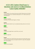 ACLS AHA Updates Final Exam A&plus;&NewLine;Questions and Answers Verified Solutions&NewLine;Latest Update 2026&sol;2027