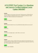 ACLS POST Test Version 1 A&plus; Questions&NewLine;and Answers Verified Solutions Latest&NewLine;Update 2026&sol;2027