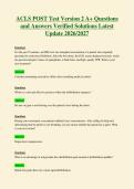 ACLS POST Test Version 2 A&plus; Questions&NewLine;and Answers Verified Solutions Latest&NewLine;Update 2026&sol;2027