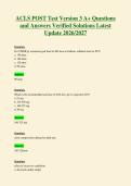 ACLS POST Test Version 3 A&plus; Questions&NewLine;and Answers Verified Solutions Latest&NewLine;Update 2026&sol;2027