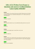 AHA ACLS Written Test 4 Exam A&plus;&NewLine;Questions and Answers Verified Solutions&NewLine;Latest Update 2026&sol;2027