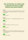 AHA ACLS Written Test 4 Study Guide&NewLine;A&plus; Questions and Answers Verified&NewLine;Solutions Latest Update 2026&sol;2027