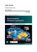 Test Bank for Automotive Chassis Systems 8th Edition by James Halderman &vert; Complete Questions & Answers