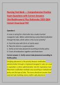 Nursing Test Bank &mdash; Comprehensive Practice &NewLine;Exam Questions with Correct Answers &NewLine;&lpar;VerifiedAnswers&rpar; Plus Rationales 2026 Q&A &NewLine;Instant Download PDF 
