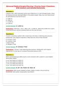 Advanced Medical-Surgical Nursing &vert; Practice Exam 3 Questions&NewLine;With Answers and detailed Rationales