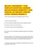 RRLLB81 ASSIGNMENT 1 QUIZ COMPLETE QUESTIONS ANSWERS AND RATIONALES SEMESTER 2 2026 UPDATED 100 PERCENT VERIFIED LATEST VERSION GRADED A&NewLine;1&period; What is the primary objective of the RRLLB81 Assignment 1 Quiz&quest;&NewLine;&NewLine;A&period; To write a final research report&period;&NewLine;B&period; To tes