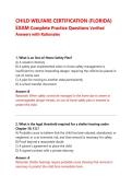 CHILD WELFARE CERTIFICATION &lpar;FLORIDA&rpar; &NewLine;EXAM Complete Practice Questions