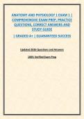 ANATOMY AND PHYSIOLOGY 1 EXAM 1 &vert; COMPREHENSIVE EXAM PREP&comma; PRACTICE QUESTIONS&comma; CORRECT ANSWERS AND STUDY GUIDE