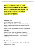 F&period;A&period;C&period;E FUNDAMENTALS OF CODE &NewLine;ENFORCEMENT EXAM WITH CORRECT &NewLine;ACTUAL QUESTIONS AND CORRECTLY &NewLine;WELL DEFINED ANSWERS LATEST &NewLine;ALREADY GRADED A&plus;