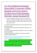 New York Multistate Professional &NewLine;Responsibility Examination &lpar;MPRE&rpar; &NewLine;Questions And Correct Answers &NewLine;&lpar;Verified Answers&rpar; Plus Rationales &NewLine;2026 Q&A &vert; Instant Download Pdf 