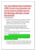New York Multistate Bar Examination &NewLine;&lpar;MBE&rpar; Practice Exam Questions And &NewLine;Correct Answers &lpar;Verified Answers&rpar; &NewLine;Plus Rationales 2026 Q&A &vert; Instant &NewLine;Download Pdf 