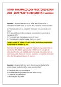 ATI RN PHARMACOLOGY PROCTORED EXAM 2026 &vert; Complete Practice Test Bank with Questions & Verified Answers