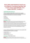 WGU D454 Adult Health III&colon; Final Exam &vert; OA &lpar;Objective Assessment&rpar; Questions and Correct Answers plus Rationale &vert; New Update 2026&sol;2027 &vert; Graded A&plus;