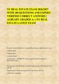NY REAL ESTATE EXAM 2026&sol;2027 &NewLine;WITH 100 QUESTIONS AND EXPERT&NewLine;VERIFIED CORRECT ANSWERS &vert; &NewLine;ALREADY GRADED A&plus; &vert; NY REAL &NewLine;ESTATE LATEST EXAM 