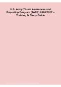 U&period;S&period; Army TARP Threat Awareness & Reporting Program 2026&sol;2027 Training & Study Guide