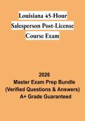 Louisiana 45-Hour Salesperson Post-License Course Exam PDF &vert; Real Estate Study Guide&comma; Practice Questions & Exam Review 2026